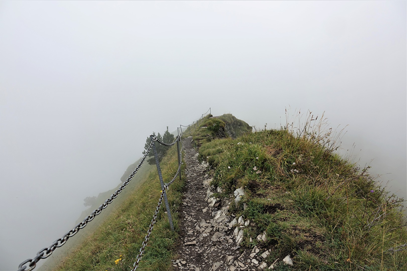 Gratwanderweg auf 2000 Meter im Nebel